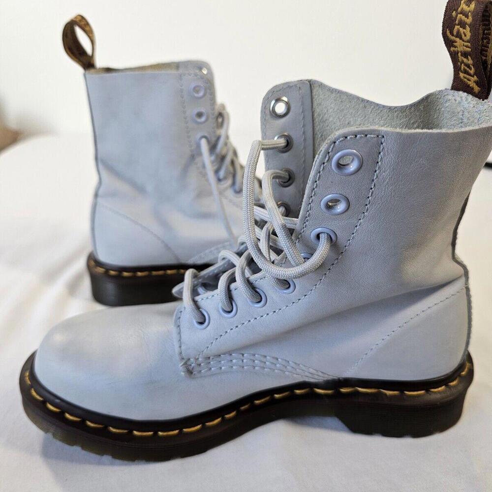 Women's 1460 Women's Pascal Virginia Leather Boots Sz 6. Light Blue Gray. - Picture 10 of 10